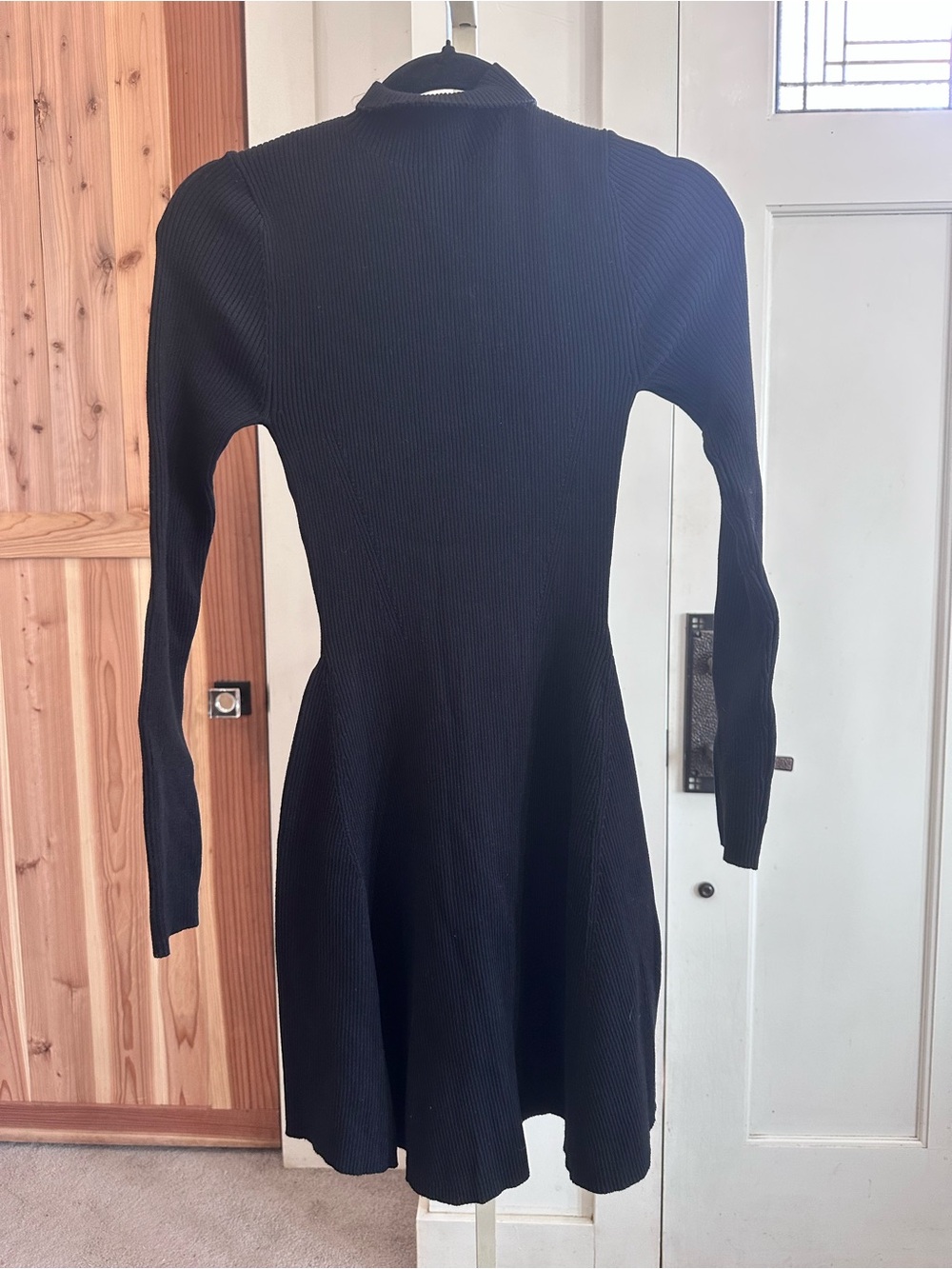 Zara Black Long-Sleeve Ribbed Knit Dress